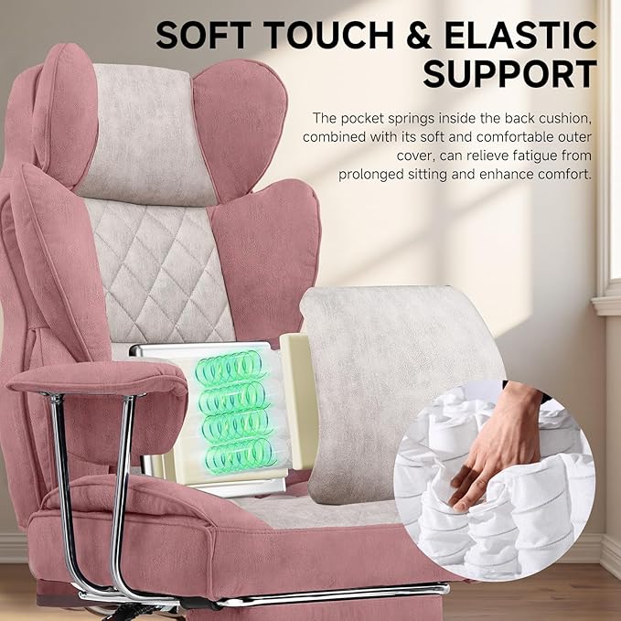 COMHOMA Big and Tall Gaming Chair with Pocket Spring Lumbar Support, Ergonomic Office Chair with Footrest, Executive Desk Chair with Outward Fixed Soft Armrests, Computer Chair with High Back, GYPK