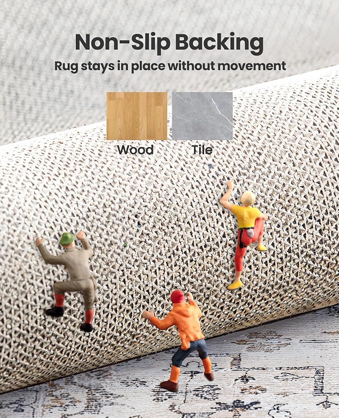 AMADA HOMEFURNISHING 5x7 Area Rugs, Washable Living Room Rug Low-Profile with Non-Slip Backing & Durable Edge Binding, Vintage 5x7 Rugs for Living Room, Bedroom, Dinning Room