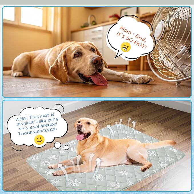 KOOLTAIL Dog Cooling Mat, 48''*28'' Upgraded Extra Large Cooling Pet Pad for Dogs Cats, Summer Dog Blanket Kennel with Non- Slip Bottom, Washable Mats for Bed Sofa Crate Playpen Outdoor Indoor