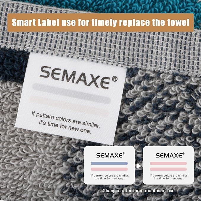 SEMAXE 18-Pack Bath Towel Set Include 6 Bath Towels, 6 Hand Towels, 6 Wash Cloths, 100% Cotton Bathroom Towels with Hanging Loops, Soft and Absorbent Towel, Colorful Towel - Checkered Collection
