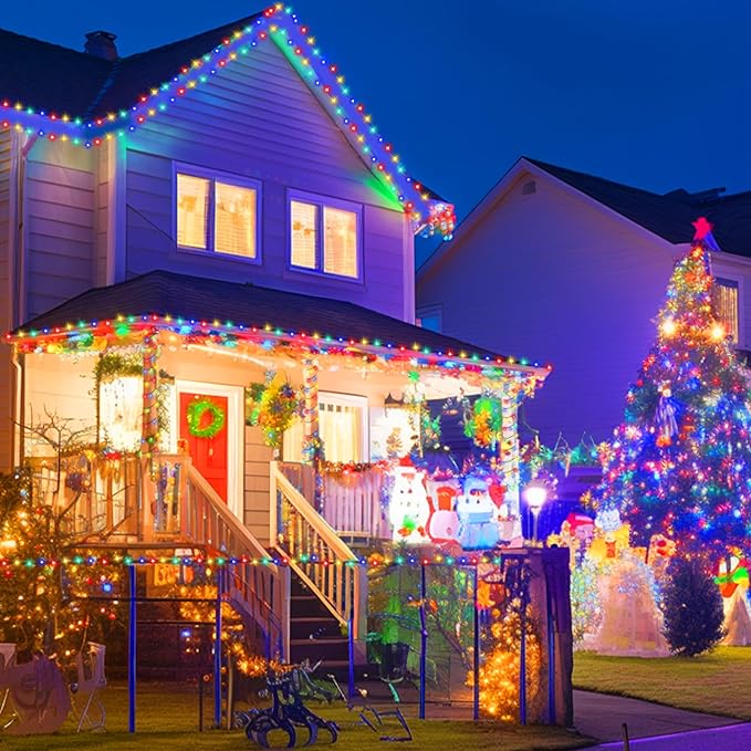 Kwaiffeo Multi Colored Christmas Lights, 100FT 300LED 8 Modes Connectable Colored Light for Xmas Tree Halloween Decorations Outdoor Indoor