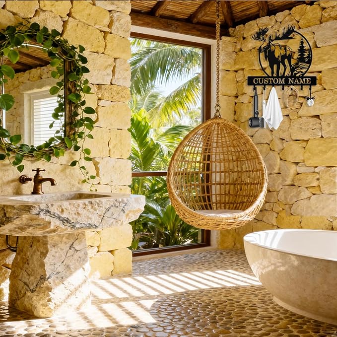 Personalized Deer Key Holder Wall Mount, Custom Metal Keys Hanger for Wall with Name, Custom Key Rack Holder with Hooks for Entryway, Front Door, Hallway, Living Room, Kitchen