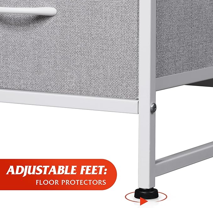 WLIVE Fabric Dresser for Bedroom, 6 Drawer Double Dresser, Storage Tower with Fabric Bins, Chest of Drawers for Closet, Living Room, Hallway, Light Grey