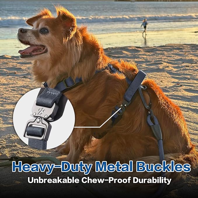 PawsPassion Dog Harness for Large Dogs, No Pull Dog Harness Easy Walk with Metal Hardware, Ergonomic Y-Shaped Design, Soft Padding, Padded Handle, Durable High-Tensile Nylon (Nightfall, L)