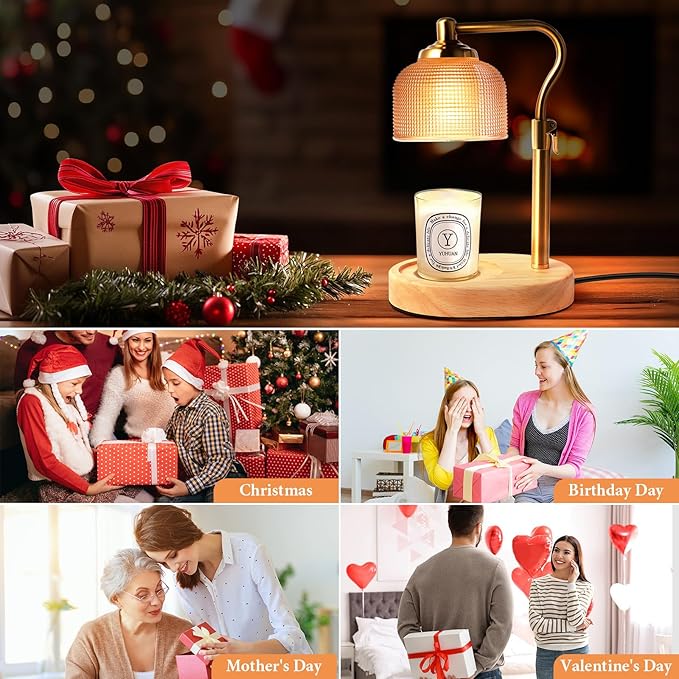 Candle Warmer Lamp with Timer Dimmer, Adjustable Height Candle Lamp for Jar Candles, Wax Melt Warmer Bedroom Decor Christmas Birthday Gifts for Housewarming Gifts New HOM