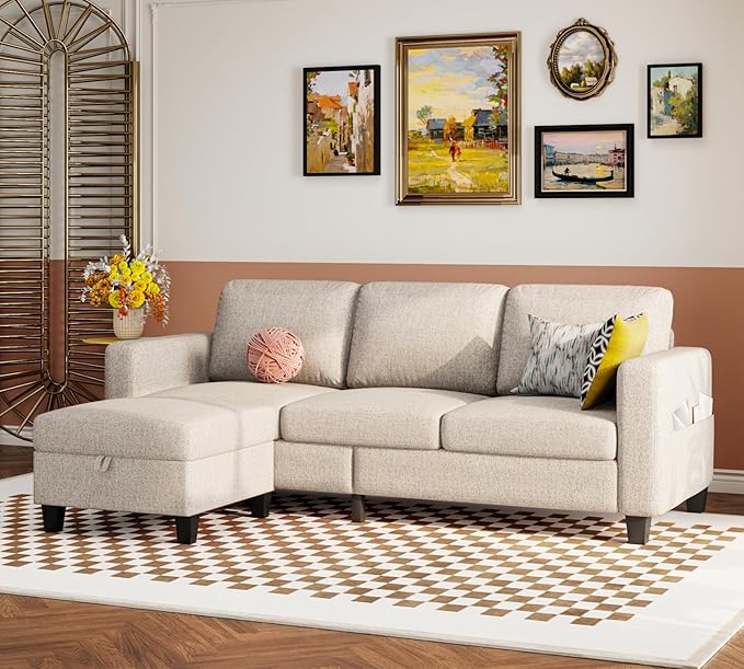 Youmumeub 79''Sectional Couch Couches for Living Room - L-Shaped 4-Seater Deep Sectional Sofa,Removable Covers,Suitable for The Living Room, Apartment or Office-Mocha Brown