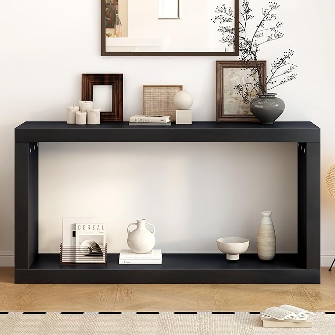 Modern Minimalist Entryway Console Table 59.6-Inch Long Entry Sofa Table with Living Room Entrance Hallway Furniture, Black