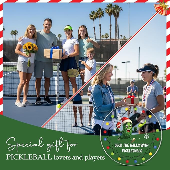 Pickleball Ornament 2025 - Acrylic Pickleball Ornaments For Christmas Tree Decoration - Funny Pickle Ball Gifts For Woman, Men, Player, Coaches, Sport Lovers - Sports Ornaments Christmas Hanging Decor