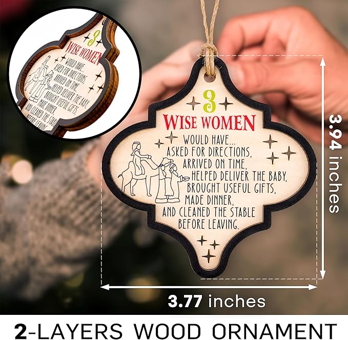 Nativity Ornaments for Tree, Christian Christmas Ornaments, Easter Basket Stuffers, Wooden Craft Ornament for Decorations, Windows, Classroom Gifts Wise Women, Christian Ornament (1, Diamond)