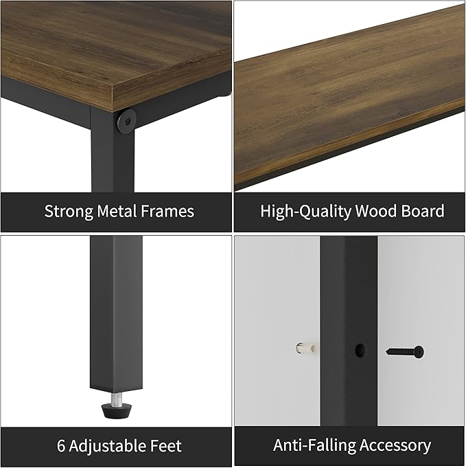 63 Inch Console Table with Power Outlet,Modern Narrow Long Sofa Table Behind Couch,Skinny Entry Table with Black Metal Frame for Entryway,Living Room, Hallway,Walnut Brown