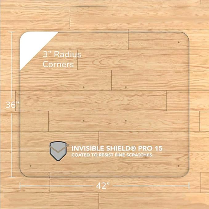 Vitrazza Glass Chair Mat 36” x 42” Superior ¼ Thick, Luminoso Low-Iron Ultra Clear, Certified Tempered Safety Glass, Delivers a Smooth Glide, Protects Carpet or Wood, Beautiful in Home or Office.