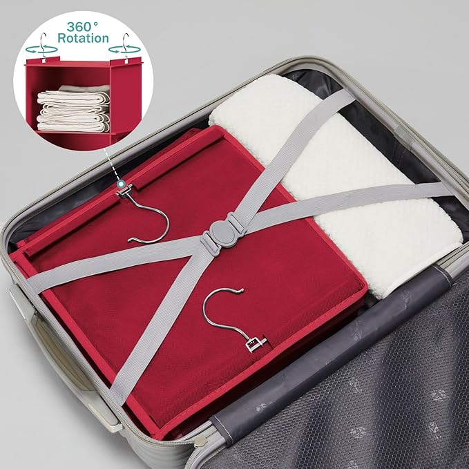 YOUDENOVA Hanging Closet Organizer and Storage, 6-Shelf Closet Hanging Storage Shelves, Dark Red