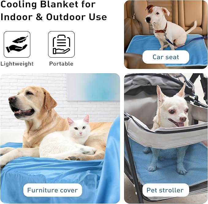 Kritter Planet Small Cooling Pad for Dog, Waterproof Cooling Pet Mat for Summer, Lightweight Cooling Outdoor Mat, Reversible Furniture Cover Couch, 20 x 30 inch, Blue