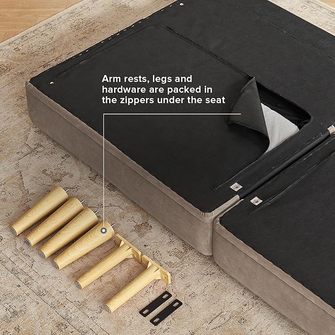 mopio 76.4" Futon Sofa Bed, Couch, Loveseat, Sleeper Sofa, Mid Century Modern Futon Couch, Sofa Cama, Couches for Living Room (Mocha Brown Premium Velvet)