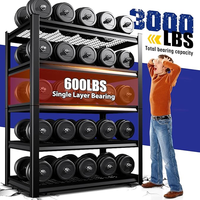 71"H Garage Shelving-3000LBS 5 Tier Storage Shelves,Adjustable Heavy Duty Metal Shelving Unit and Storage Large Wire Rack,Utility Steel Shelf For Shop Warehouse Industrial Pantry Basement 71"x35"x16"