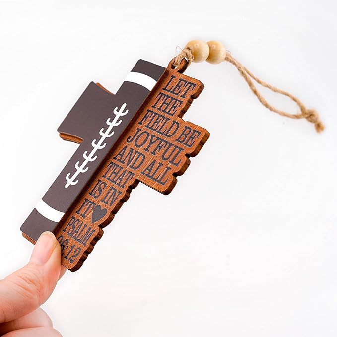 Football Christmas Ornaments 2025 - Cross Ornament - Football Decor - Footballs Ornaments - Athlete Christmas - Cross Christmas - Christian Christmass Kids