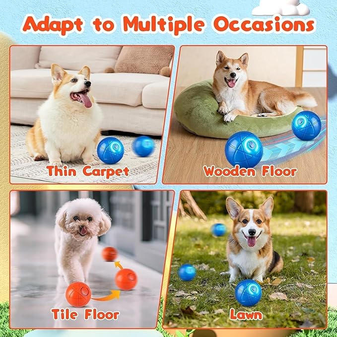 2 Pcs Shaky Ball Toy for Dogs, 2025 New Vibrating Dog Balls, Smart Jumping Ball Toy, Interactive Dog Balls, Automatic Rolling, Keep Them Busy, Suit for All Dogs(Orange+Blue)
