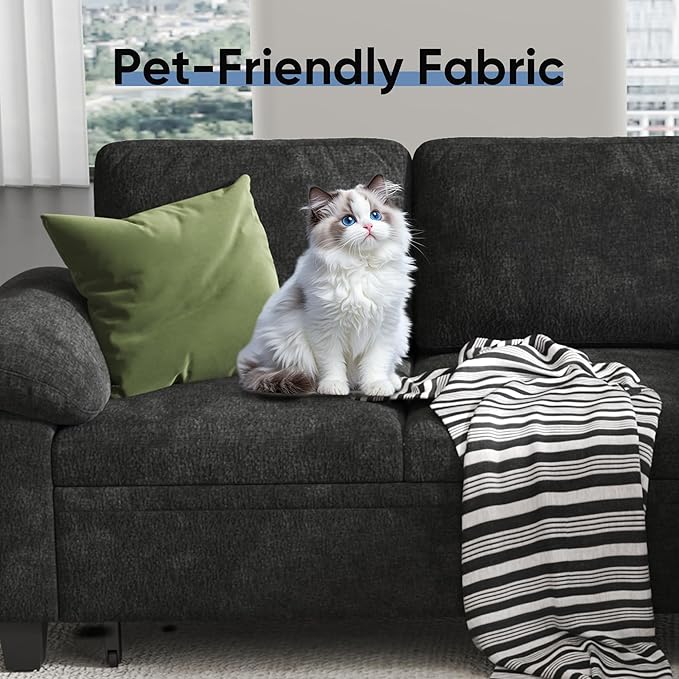 76.8" Modular Sectional Sleeper Sofa with Pull Out Bed,U Shaped 5 Seat Sectional Sofa with Storage,Modular Couch for Living Room,Deep Seat Couch with Removable Sofa Cover,Black