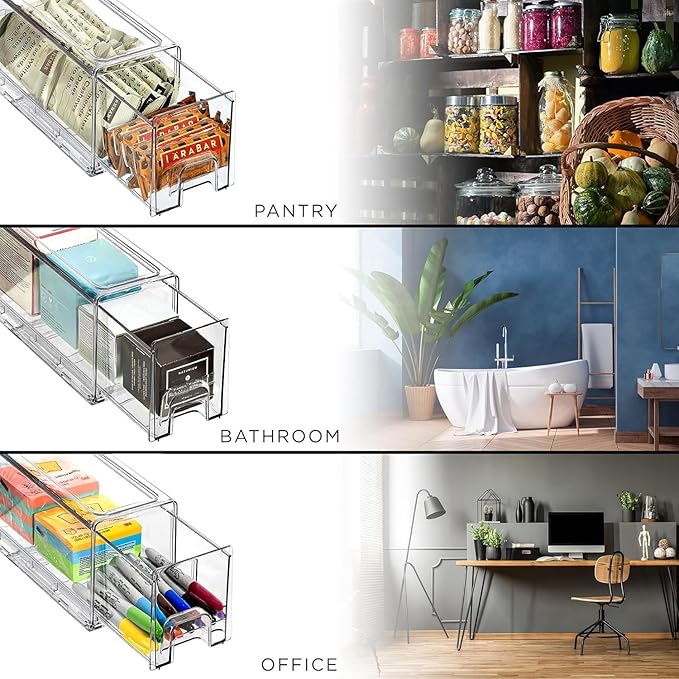 Sorbus Small Clear Storage Drawers (4 Pack)