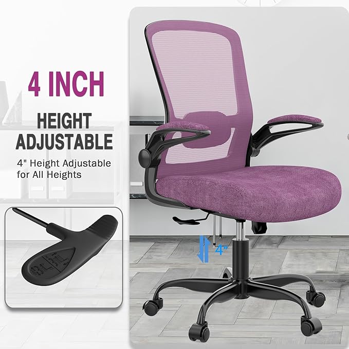 Mimoglad Office Chair, Ergonomic Desk Chair with Adjustable Lumbar Support, High Back Mesh Computer Chair with Flip-up Armrests-BIFMA Passed Task Chairs, Executive Chair for Home Office