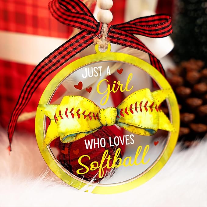 Softball Ornaments for Christmas Tree - Delightful Softball Gifts for Team, Perfect Ornaments for Girls 8-12, Featuring Pitcher and Catcher Ornament, Memorable Christmas Softball Gifts