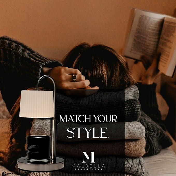 Dimmable Glass Candle Warmer Lamp with Timer - Adjustable Height Candle Lamp Warmer with Timer (8H/4H/2H) - Wax Melter - Ideal Gift, fits Various Size Scented Candles - 02 Bulb - (Brushed Nickel)