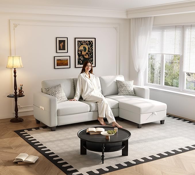 Youmumeub 79''Sectional Couch Couches for Living Room - L-Shaped 4-Seater Deep Sectional Sofa,Removable Covers,Suitable for The Living Room, Apartment or Office-Beige