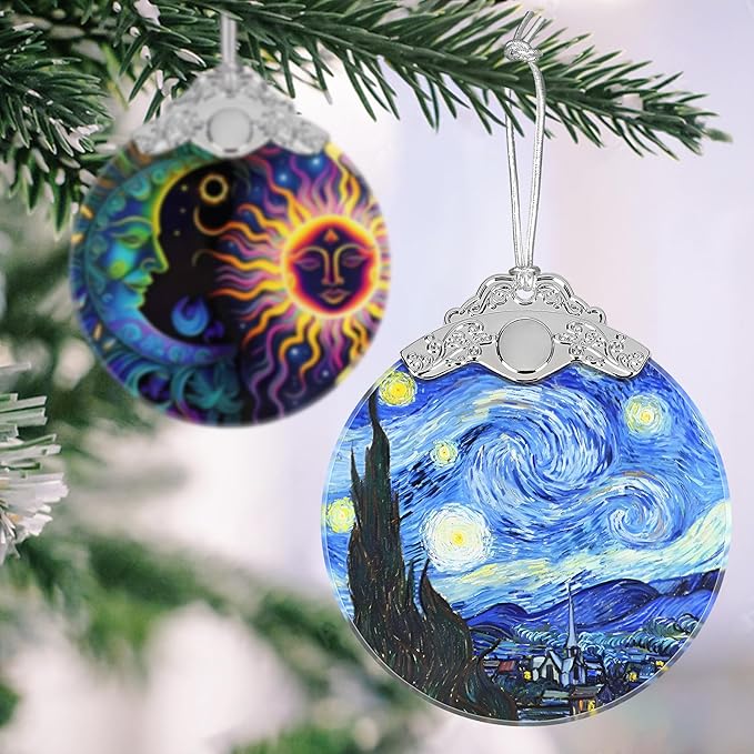 Starry Night Christmas Ornament - Stained Glass Hanging Decoration Idea