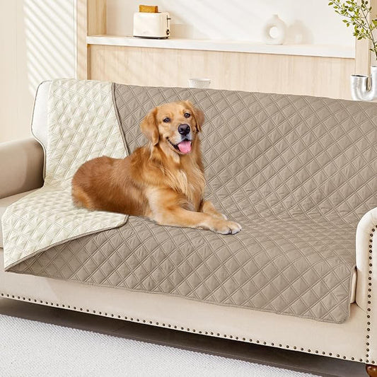 Smiry Waterproof Dog Blanket, Reversible Dog Bed Cover Pet Blanket, Soft Pet Couch Covers for Sofa Washable, Bed Couch Sofa Furniture Protector for Puppy Cat Kids (52"x82", Taupe/Beige)
