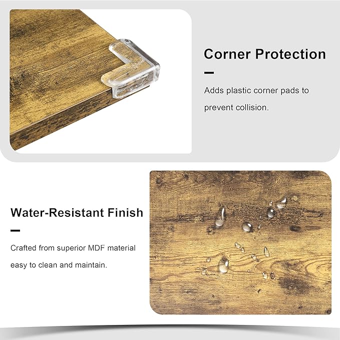 Feonase 5-Piece Dining Table for 4-8 People, 63" Extendable Kitchen Table Set with 2 Benches & 2 Square Stools, Dining Room Table with MDF Wood Board, Easy Clean, Rustic Brown