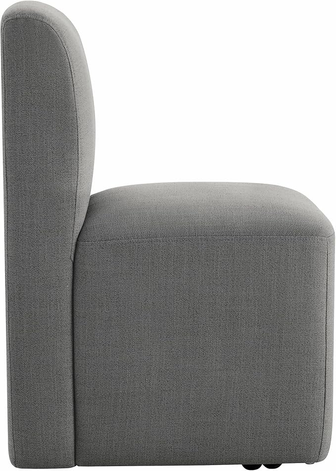 CHITA Dining Chairs with Casters Set of 4, FSC Certified Upholstered Armless Modern Rolling Dining Chairs with Rollers for Bedroom Reading Room Living Room, Grey