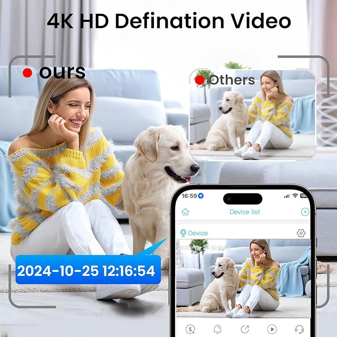 2025 Upgraded 5GHz WiFi Hidden Spy Camera, 4K Wireless Indoor Security Cam, Surveillance Nanny Cam, Pet & Car Camera with Longer Battery Life(APP:O-KAM Pro)