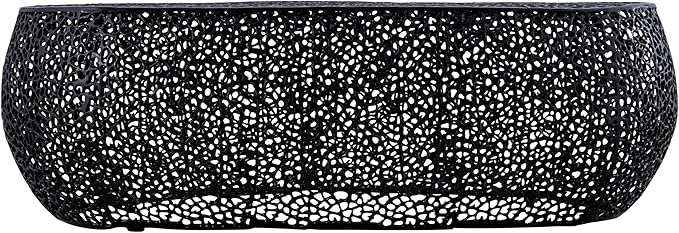 Modern Contemporary Oval-Shape 50" Coffee Table, Solid Aluminum intrigued Design, Mesh Cocktail Table, Creative Center Table for Living Room and Bedroom, Casted in Black