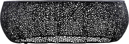 Modern Contemporary Oval-Shape 50" Coffee Table, Solid Aluminum intrigued Design, Mesh Cocktail Table, Creative Center Table for Living Room and Bedroom, Casted in Black