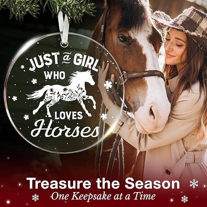 Horse Gifts for Girls - Horse Ornaments for Christmas Tree, Unique Gifts for Women & Cowgirl Gift, Acrylic Western Ornaments, for Horse Lovers & Kids