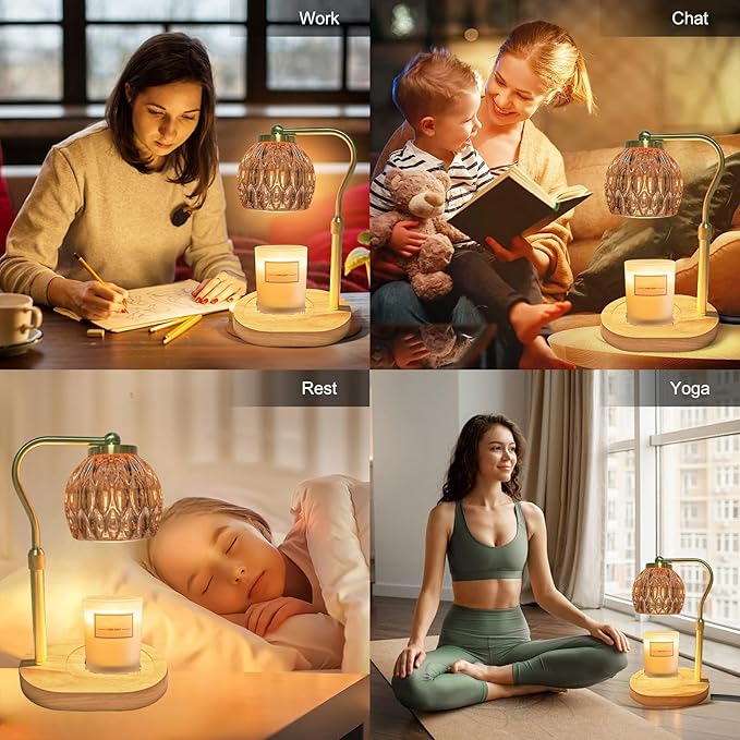 Candle Warmer Lamp Dimmable Wax Melt Warming Lamp with Timer Scented Wax Candle in Jar During Bathing & Yoga & Meditation with 2 Bulbs Home Decor Gift for Female (Diamond Ball)