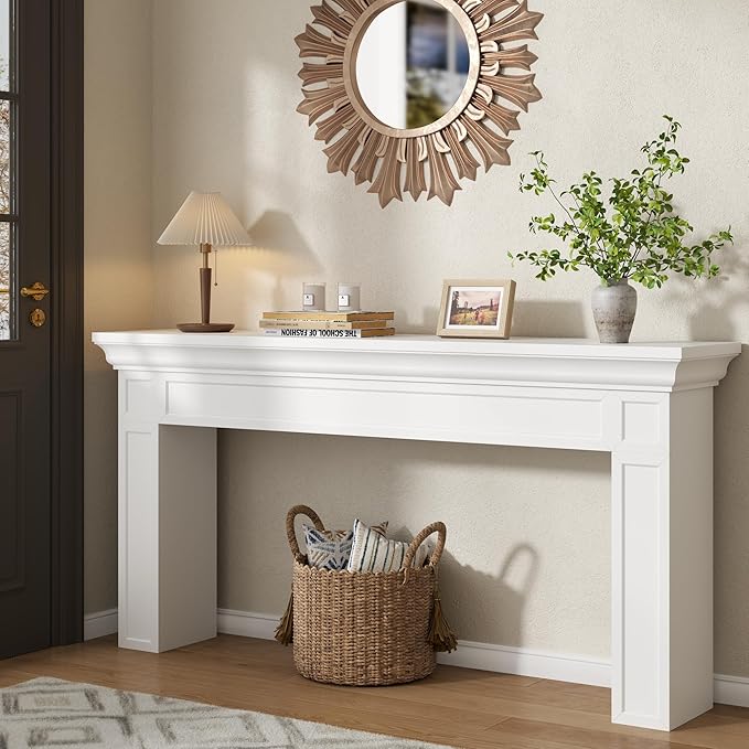 Loomie 63" Long Console Tables for Entryway, Modern Rectangular Sofa Table Behind The Couch, Narrow Long Entry Accent Table for Living Room, Entrance, Hallway, Foyer (White)