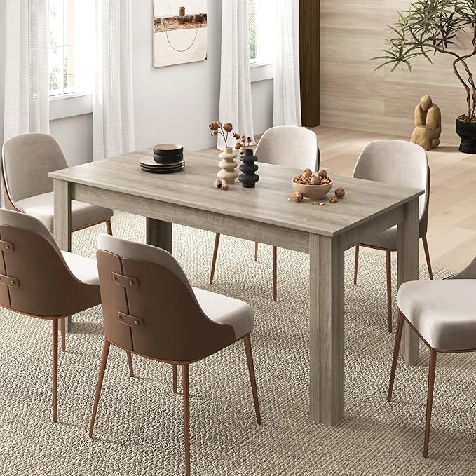 Giantex Large Farmhouse Dining Table - 63" L x 31.5" W x 30" H, 330LBS Capacity, Center Table for Living Room, Home Office, Kitchen, Dinette, Dinner, Oak