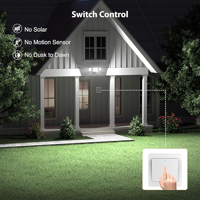 Onforu 80W 9000LM Flood Lights Outdoor, Brightness Security LED Flood Lights with 3 Adjustable Heads, Switch Controlled, IP66 Waterproof 6500K Outside Exterior Flood Light for Yard Garage Eave Patio