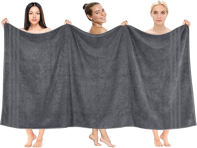 DAN RIVER 2 Pack Luxury Bath Sheets 35x70, 600 GSM, Soft & Quick Dry 100% Ring Spun Cotton Towels Ideal for Hotels, Spas, Gyms & Salons Extra Large, Dark Gray