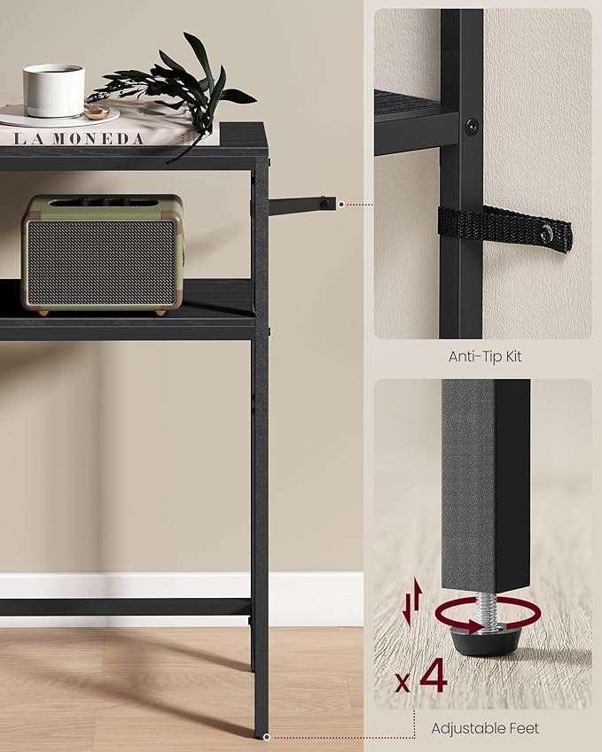 VASAGLE Console Table, 2-Tier Narrow Sofa Table with 2 Shelves, 7.9 x 39.4 x 31.5 Inches, for Living Room, Hallway, Entryway, Charcoal Gray and Ink Black ULNT131B22V1