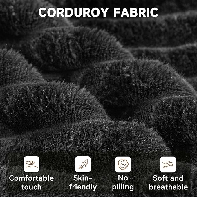 106" Cloud Couch Corduroy Modular Sectional Sofa L-Shape Boneless Couch with Wide Armrests and Cup Holders for Living Room Bedroom, No Assembly Required (Black)