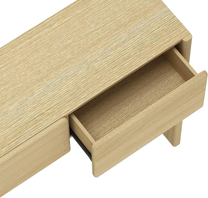 Manhattan Comfort Linda Modern Console Table with 3 Storage Drawers – 60" Narrow Entryway Stand for Living Room, Hallway, or Dining Room – Wood Grain Accent Furniture, Natural Oak