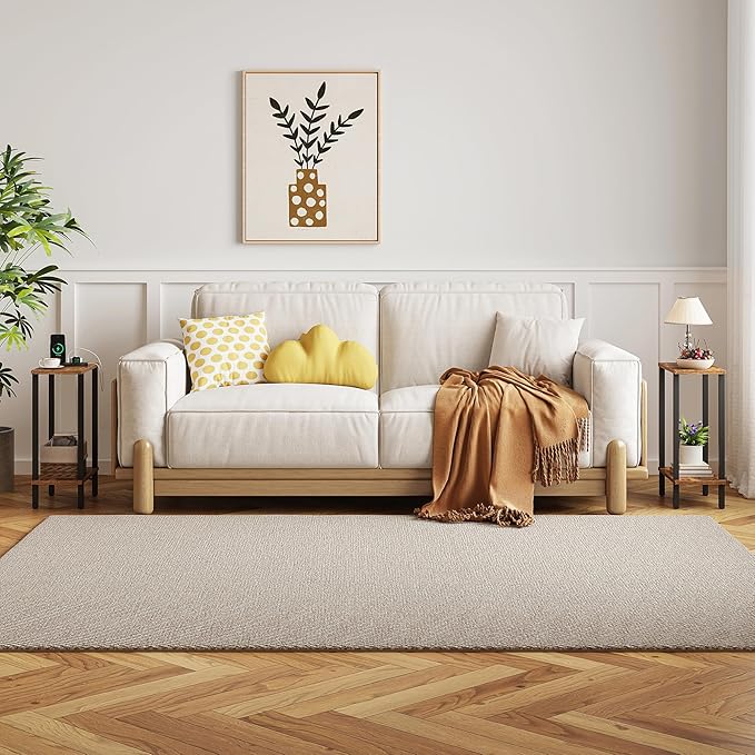 TUTOTAK Small Side Table, Narrow End Table, Set of 2, Skinny Sofa Table, Slim Nightstand, Couch Table, Living Room, Bed Room, Brown TB01BB0622