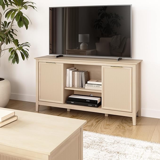 Bush Home 58-inch Sideboard Storage Cabinet, Dining Room Furniture, Camille Collection, Natural Birch