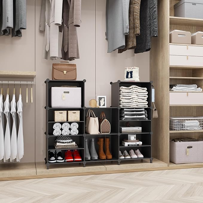 AWTATOS Closet Organizer, 8 Cube Closet Organizers and Storage, Closet Storage Shelves, Clothes Storage Organizers for Closet Bedroom Living Room Office Black
