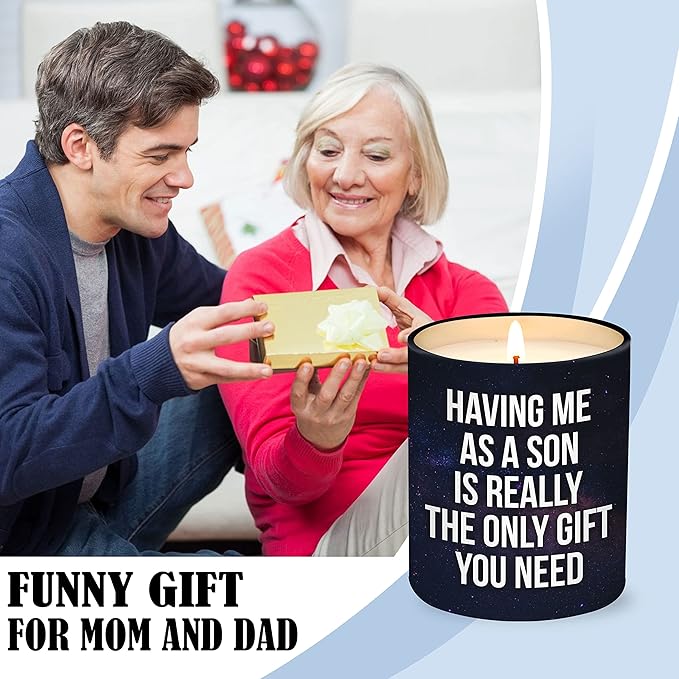 Christmas Gifts for Mom from Son - Mom Christmas Gifts from Son - Moms Birthday Gift Ideas from Son - Mother Gift, Funny mom Candle, 10 Oz Jar Lemongrass Scent Soy Wax Candle