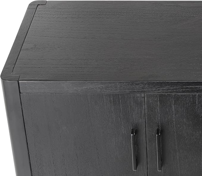 Farmhouse Wood 4-Door Cabinet Sideboard with Smooth Rounded Corners, Rustic Accent Entryway Console Table for Hallway Living Room Dining Room