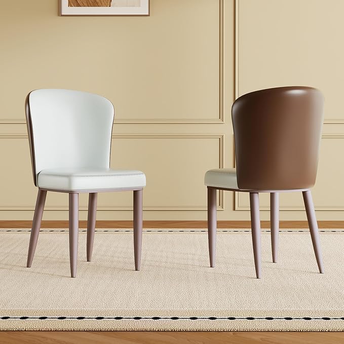 Dining Chairs Set of 2, Modern Faux Leather Dining with Carbon Steel Legs for Living Kitchen Dining Room