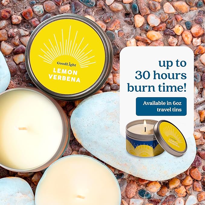 Paraffin-Free Scented Candle, Tin Candles, Birthday Gifts for Women & Men, 30-Hour Burn Time (Lemon Verbena, 6 oz)